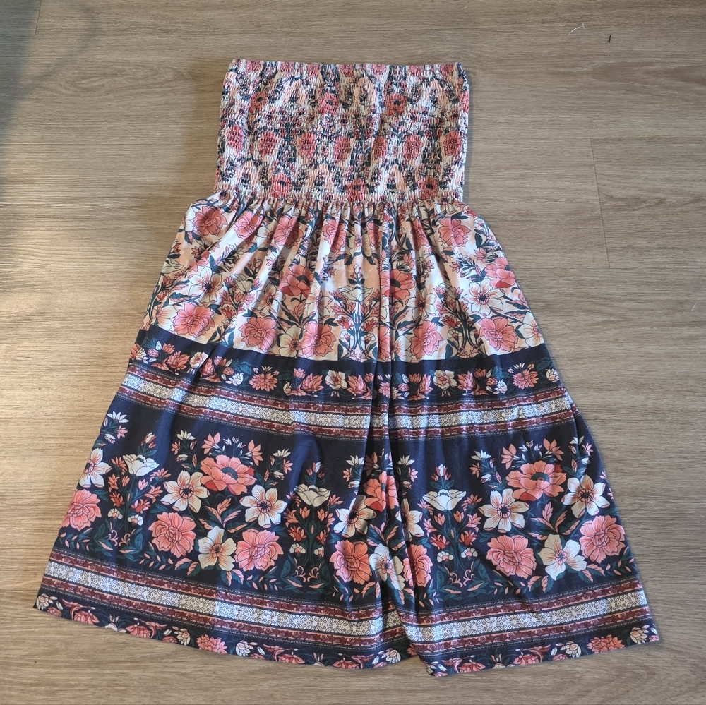 Strapless Floral Tube Dress Small